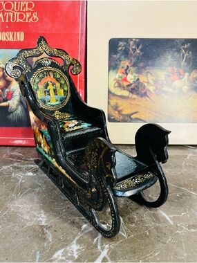 Authentic Vintage Russian Lacquer Palekh Artist Signed Sleigh Box Rare Fine Art